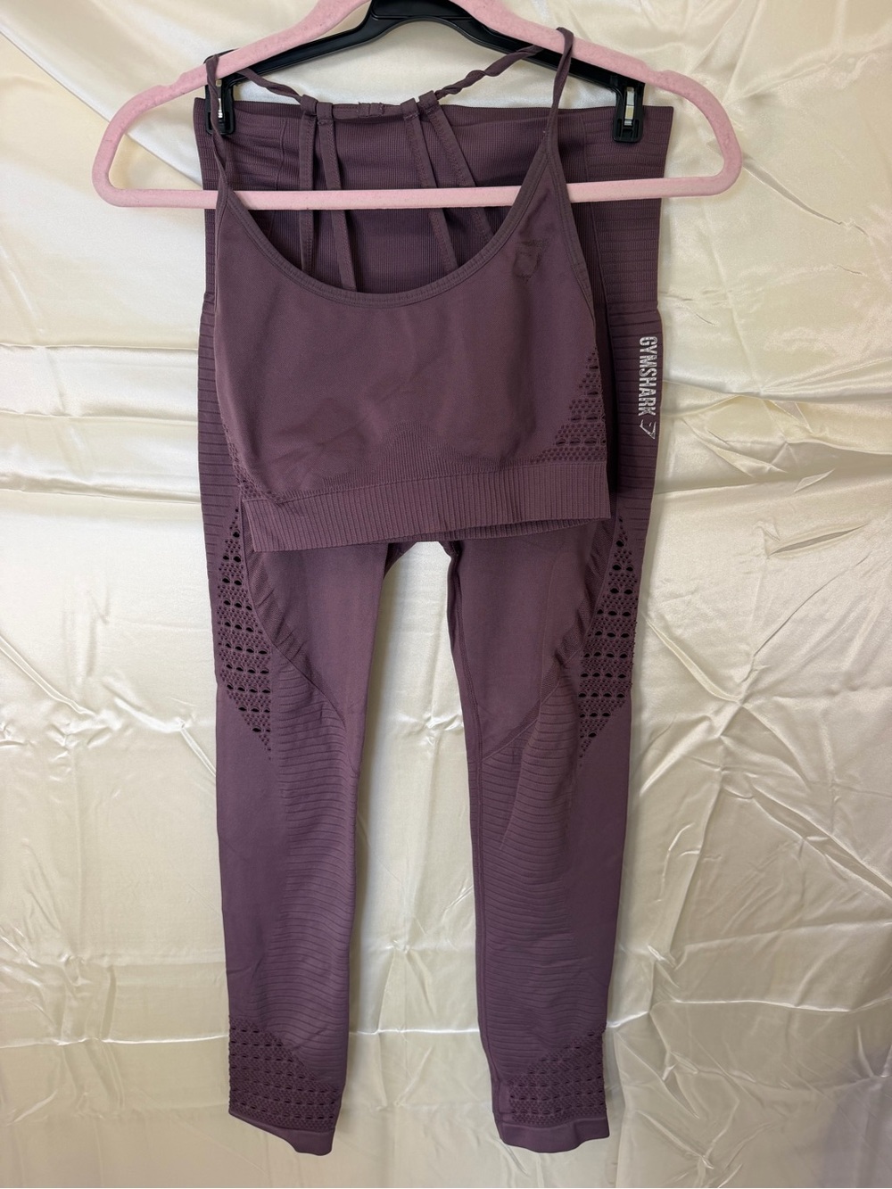Gymshark Energy Seamless Set Womens M Purple Leggings Sports Bra Workout